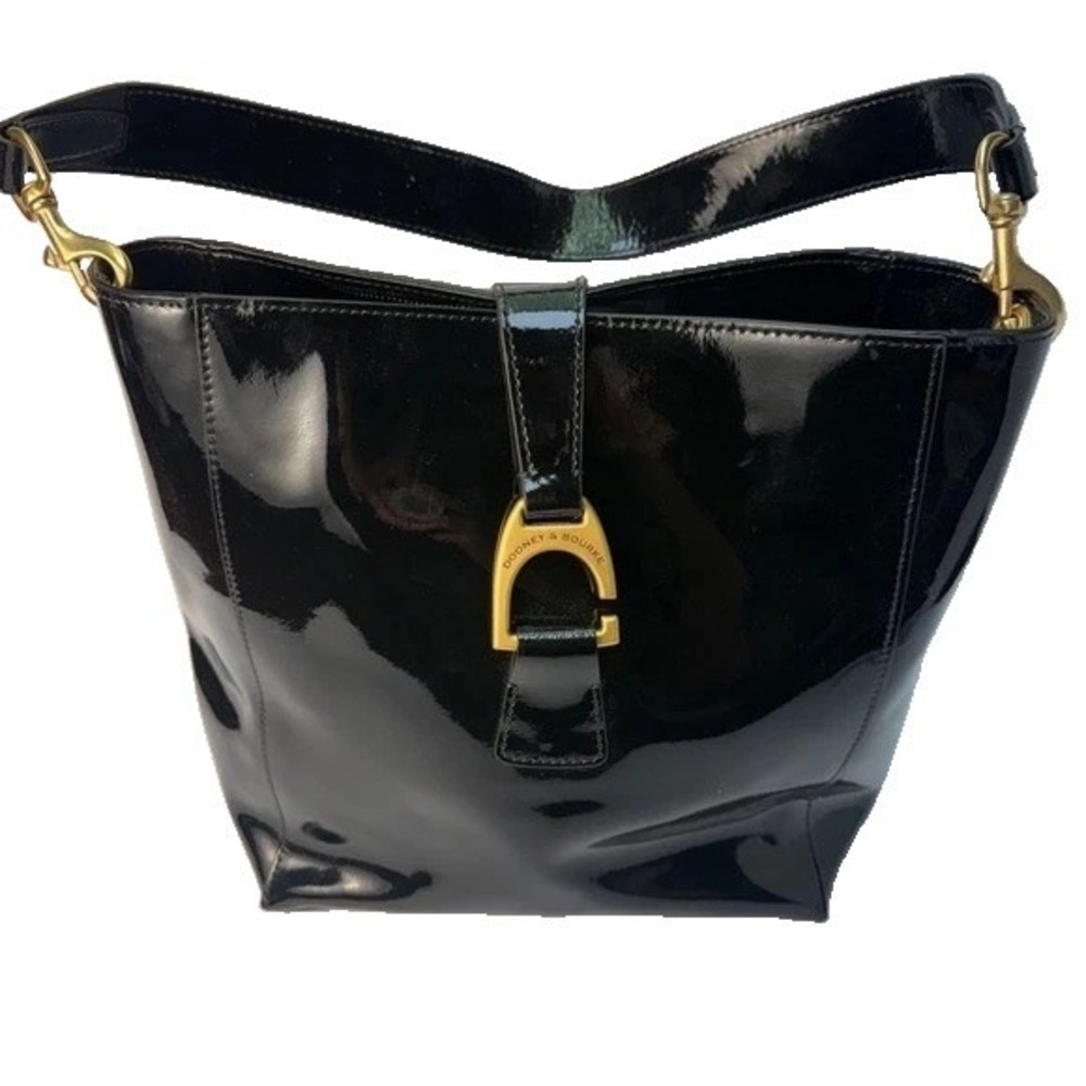 Dooney & Bourke Shoulder Bag Women Medium Black Leather Gold Horseshoe